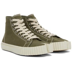 Maison Margiela: Green Tabi High-Top Sneakers
